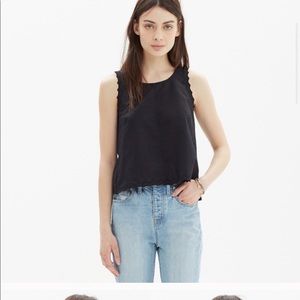 Madewell Eyelet Black Linen Top